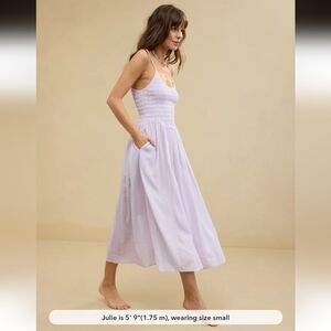 aerie Lavender Smocked Midi Dress